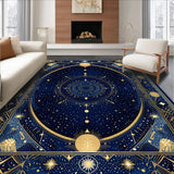Ultra Soft Area Rug, Non Slip, Stain Resistant, Washable Area Rugs for Living Room, Bedroom, Vibrant Solar Symbolism Design(Blue)