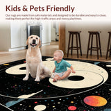 Ultra Soft Area Rug, Non Slip, Stain Resistant, Washable Area Rugs for Living Room, Bedroom, Trippy Multi-Colored Circular Aesthetic(Black)