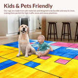 Ultra Soft Area Rug, Non Slip, Stain Resistant, Washable Area Rugs for Living Room, Bedroom, Colorful Modern Abstract Arrangement(Yellow)