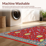 Ultra Soft Area Rug, Non Slip, Stain Resistant, Washable Area Rugs for Living Room, Bedroom, Elegant Rustic Tiled Elements(Red)