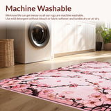 Ultra Soft Area Rug, Non Slip, Stain Resistant, Washable Area Rugs for Living Room, Bedroom, Elegant Watercolor Floral Expression(Pink)