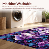 Ultra Soft Area Rug, Non Slip, Stain Resistant, Washable Area Rugs for Living Room, Bedroom, Chic Contemporary Floral Touch(Purple)