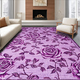 Ultra Soft Area Rug, Non Slip, Stain Resistant, Washable Area Rugs for Living Room, Bedroom, Enchanting Floral Embrace Design(Purple)