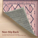Ultra Soft Area Rug, Non Slip, Stain Resistant, Washable Area Rugs for Living Room, Bedroom, Sophisticated Navy Tiled Arrangement(Pink)