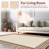 Ultra Soft Area Rug, Non Slip, Stain Resistant, Washable Area Rugs for Living Room, Bedroom, Artful Abstract Brown and Beige Blend(Beige)
