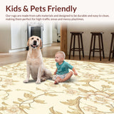 Ultra Soft Area Rug, Non Slip, Stain Resistant, Washable Area Rugs for Living Room, Bedroom, Elegant Floral Area for Kitchen Absorbent Non Slip Mat Design(Beige)