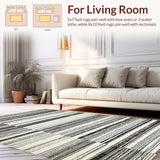 Ultra Soft Area Rug, Non Slip, Stain Resistant, Washable Area Rugs for Living Room, Bedroom, Stylish Black & White Carpet: Reversible Striped Area Rug(Black)