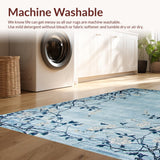 Ultra Soft Area Rug, Non Slip, Stain Resistant, Washable Area Rugs for Living Room, Bedroom, Rustic Blue Tiled Motif(Blue)