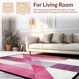 Ultra Soft Area Rug, Non Slip, Stain Resistant, Washable Area Rugs for Living Room, Bedroom, Twist Knot Carpet with Curved Bow Outline and Game Card Pattern(Purple)