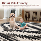 Ultra Soft Area Rug, Non Slip, Stain Resistant, Washable Area Rugs for Living Room, Bedroom, Geometric Southwestern Round Area Featuring Bold Tribal(Gray)
