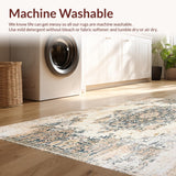 Ultra Soft Area Rug, Non Slip, Stain Resistant, Washable Area Rugs for Living Room, Bedroom, Artisan Medallion Area with a Distressed Symmetrical Boho Design(Beige)