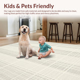 Ultra Soft Area Rug, Non Slip, Stain Resistant, Washable Area Rugs for Living Room, Bedroom, Sleek Clean-Cut Round Style(Beige)