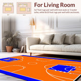 Ultra Soft Area Rug, Non Slip, Stain Resistant, Washable Area Rugs for Living Room, Bedroom, Striking Athletic Field Imagery(Orange)
