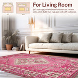 Ultra Soft Area Rug, Non Slip, Stain Resistant, Washable Area Rugs for Living Room, Bedroom, Vibrant Hot Pink Rustic Style(Pink)