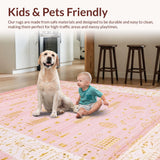 Ultra Soft Area Rug, Non Slip, Stain Resistant, Washable Area Rugs for Living Room, Bedroom, Sleek Transitional Pink Tasseled Rug(Pink)