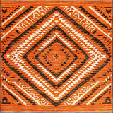 Ultra Soft Area Rug, Non Slip, Stain Resistant, Washable Area Rugs for Living Room, Bedroom, Contemporary Warm Geometric Fusion(Orange)