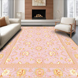 Ultra Soft Area Rug, Non Slip, Stain Resistant, Washable Area Rugs for Living Room, Bedroom, Stylish Vibrant Geometric Floral Elements(Pink)