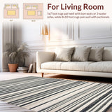 Ultra Soft Area Rug, Non Slip, Stain Resistant, Washable Area Rugs for Living Room, Bedroom, Modern Black White Striped Area Rug(Black)