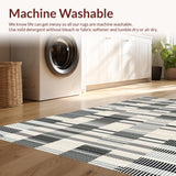 Ultra Soft Area Rug, Non Slip, Stain Resistant, Washable Area Rugs for Living Room, Bedroom, Chic Entry Stripe Rug with Modern Bold Linework and Timeless Contrast Pattern(Beige)