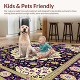 Ultra Soft Area Rug, Non Slip, Stain Resistant, Washable Area Rugs for Living Room, Bedroom, Beige Denim Area(Purple)