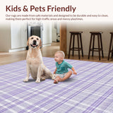 Ultra Soft Area Rug, Non Slip, Stain Resistant, Washable Area Rugs for Living Room, Bedroom, Cozy Neutral Floral Composition(Purple)