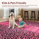 Ultra Soft Area Rug, Non Slip, Stain Resistant, Washable Area Rugs for Living Room, Bedroom, Trendy Soft Animal Print Charm(Pink)