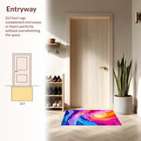 Ultra Soft Area Rug, Non Slip, Stain Resistant, Washable Area Rugs for Living Room, Bedroom, Playful Rainbow Swirl Aesthetic(Orange)