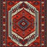 Ultra Soft Area Rug, Non Slip, Stain Resistant, Washable Area Rugs for Living Room, Bedroom, Distressed Oriental Bedroom Farmhouse Area Rug(Red)