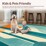 Ultra Soft Area Rug, Non Slip, Stain Resistant, Washable Area Rugs for Living Room, Bedroom, Abstract Mid Century Vibes(Orange)