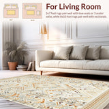 Ultra Soft Area Rug, Non Slip, Stain Resistant, Washable Area Rugs for Living Room, Bedroom, Rustic Warm Tiled Arrangement(Beige)