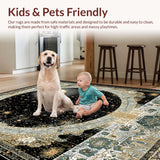Ultra Soft Area Rug, Non Slip, Stain Resistant, Washable Area Rugs for Living Room, Bedroom, Celestial Sunburst Moon Phase Rug Mystical Zodiac Inspired Star Map Design(Black)