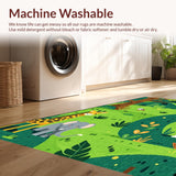 Ultra Soft Area Rug, Non Slip, Stain Resistant, Washable Area Rugs for Living Room, Bedroom, Educational Animal Artful Arrangement(Green)
