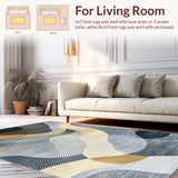 Ultra Soft Area Rug, Non Slip, Stain Resistant, Washable Area Rugs for Living Room, Bedroom, Contemporary Grey Textured Motif(Gray)