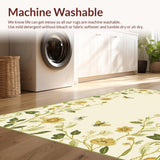 Ultra Soft Area Rug, Non Slip, Stain Resistant, Washable Area Rugs for Living Room, Bedroom, Delicate Insect Floral Harmony(Beige)