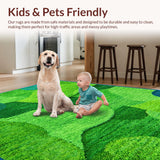 Lush Green Textured Moss Motif(Green)