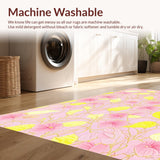 Ultra Soft Area Rug, Non Slip, Stain Resistant, Washable Area Rugs for Living Room, Bedroom, Contemporary Floral Artful Display(Pink)