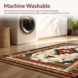 Ultra Soft Area Rug, Non Slip, Stain Resistant, Washable Area Rugs for Living Room, Bedroom, Cultural Vibrant Tribal Motif(Orange)