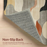 Ultra Soft Area Rug, Non Slip, Stain Resistant, Washable Area Rugs for Living Room, Bedroom, Serene Neutral Tiled Motif(Gray)