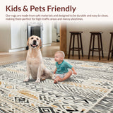Ultra Soft Area Rug, Non Slip, Stain Resistant, Washable Area Rugs for Living Room, Bedroom, Boho Kitchen Runner of Non Slip Beige Grey(Gray)
