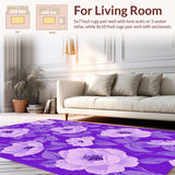 Ultra Soft Area Rug, Non Slip, Stain Resistant, Washable Area Rugs for Living Room, Bedroom, Lush Textured Contemporary Appeal(Purple)