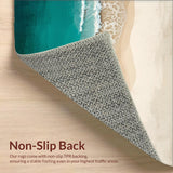 Beige Teal Ocean Scenery Coastal Beach Theme Indoor Floor(Blue)