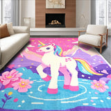 Ultra Soft Area Rug, Non Slip, Stain Resistant, Washable Area Rugs for Living Room, Bedroom, Soft Shag Rainbow Dorm Decor Carpet(Pink)