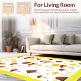 Ultra Soft Area Rug, Non Slip, Stain Resistant, Washable Area Rugs for Living Room, Bedroom, Stylish Eclectic Mushroom Design(Red)