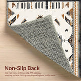 Ultra Soft Area Rug, Non Slip, Stain Resistant, Washable Area Rugs for Living Room, Bedroom, Artful Striped Cultural Weave(Beige)
