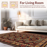 Ultra Soft Area Rug, Non Slip, Stain Resistant, Washable Area Rugs for Living Room, Bedroom, Stylish Cozy Multi-Hued Arrangement(Red)