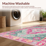 Ultra Soft Area Rug, Non Slip, Stain Resistant, Washable Area Rugs for Living Room, Bedroom, Rustic Tiled Patterned Charm(Blue)