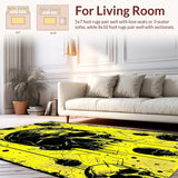 Ultra Soft Area Rug, Non Slip, Stain Resistant, Washable Area Rugs for Living Room, Bedroom, Bold Contrast Cartoon Skull Aesthetic(Yellow)