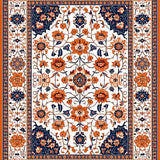 Ultra Soft Area Rug, Non Slip, Stain Resistant, Washable Area Rugs for Living Room, Bedroom, Stylish Modern Floral Arrangement(White)