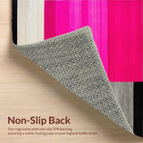 Ultra Soft Area Rug, Non Slip, Stain Resistant, Washable Area Rugs for Living Room, Bedroom, Contemporary Eclectic Stripe Motif(Pink)