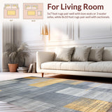 Ultra Soft Area Rug, Non Slip, Stain Resistant, Washable Area Rugs for Living Room, Bedroom, Contemporary Grey Abstract Harmony(Gray)